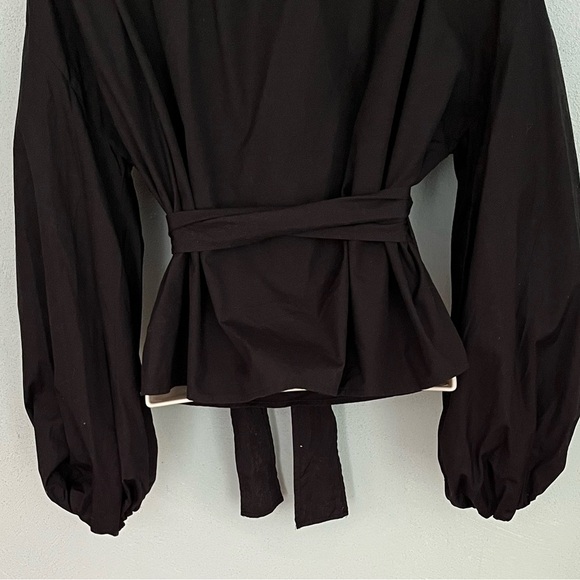 Michael Kors 100% Cotton Black Versatile Wrap Top Blouse Size Small Contemporary - Picture 8 of 12